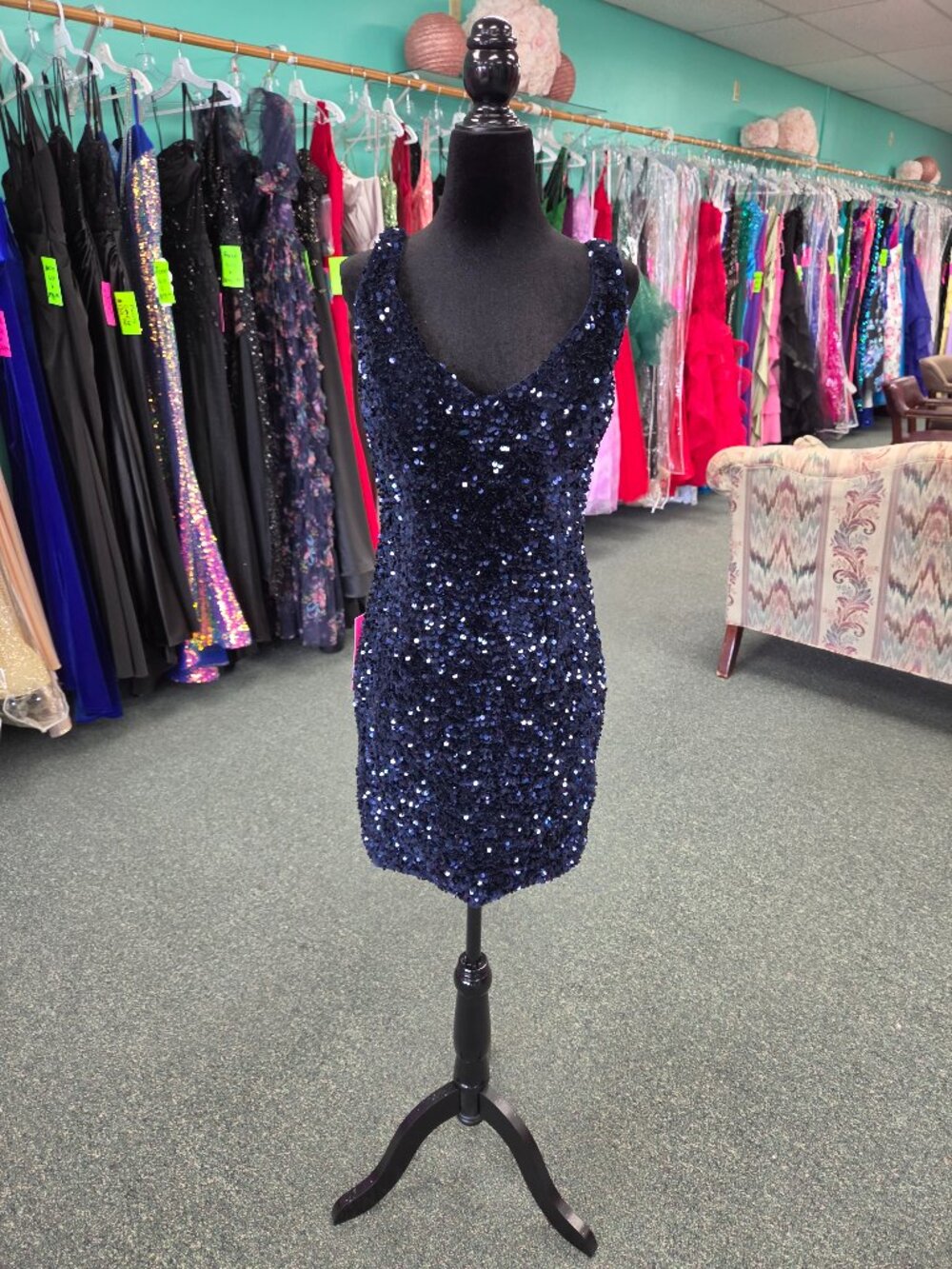 Homecoming Dress Private Label Shayla Navy Size 6 Short Formal